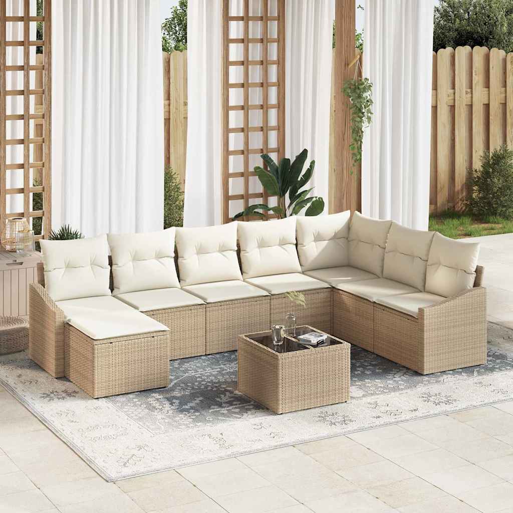 Tuin Sofa Set 8 st Beige en Crème poly rattan – afbeelding 1