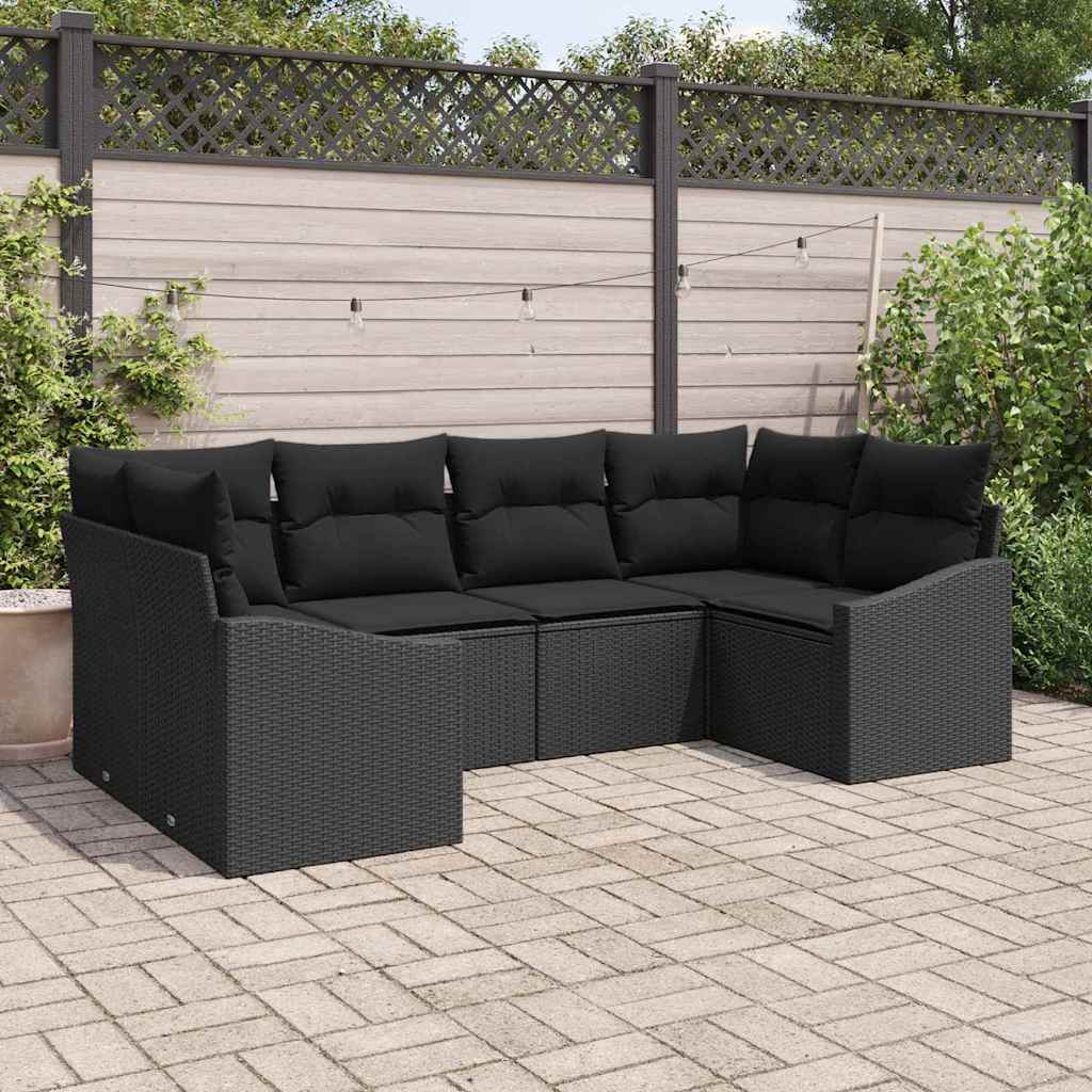 Tuinbankenset met opslag 6 pcs Zwart poly rattan