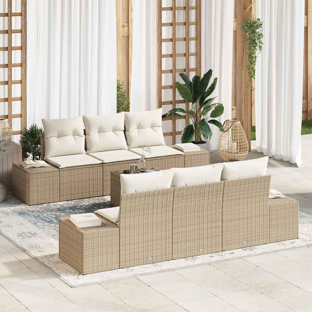 Tuin Sofa Set 8 st Beige en Crème poly rattan – afbeelding 1