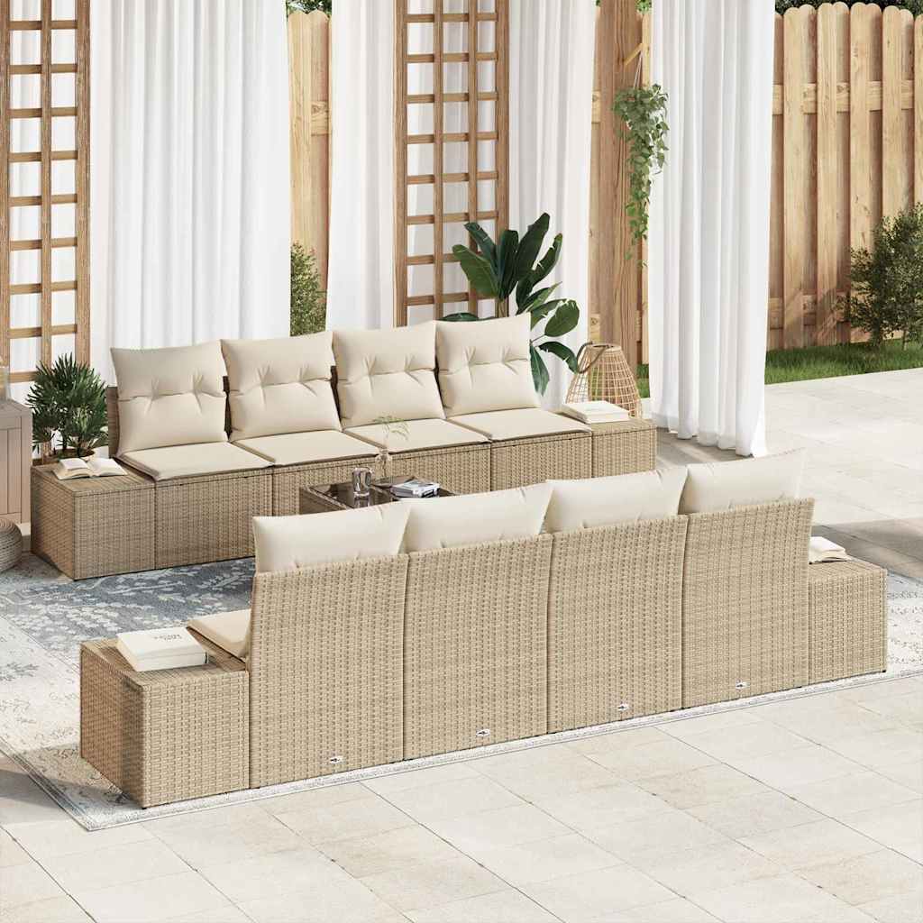Tuin Sofa Set 8 st Beige en Crème poly rattan – afbeelding 1