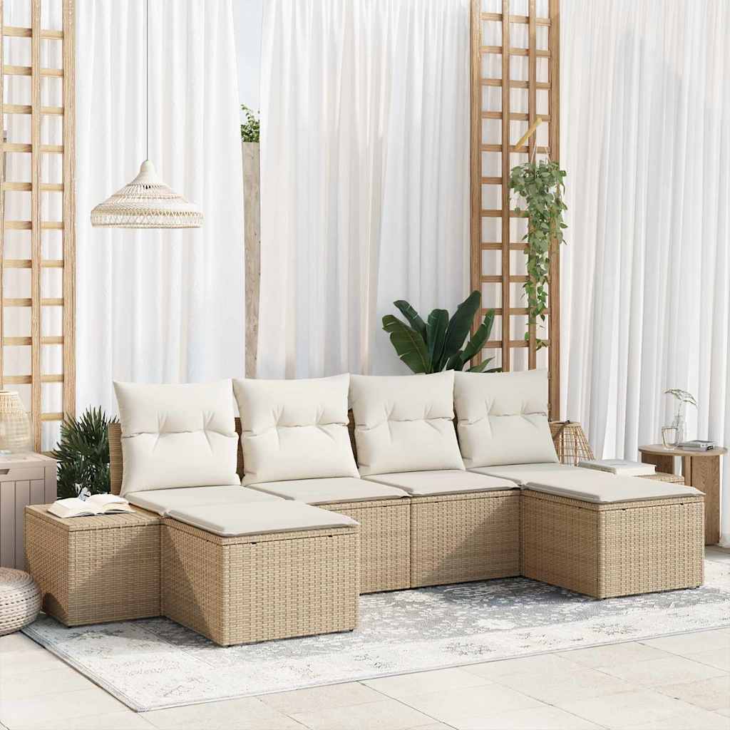Tuin Sofa Set 4 st Beige en Crème poly rattan – afbeelding 1