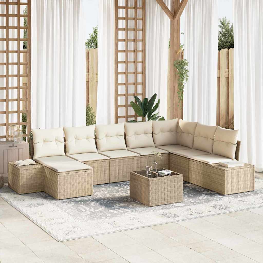 Tuin Sofa Set 8 st Beige en Crème poly rattan – afbeelding 1
