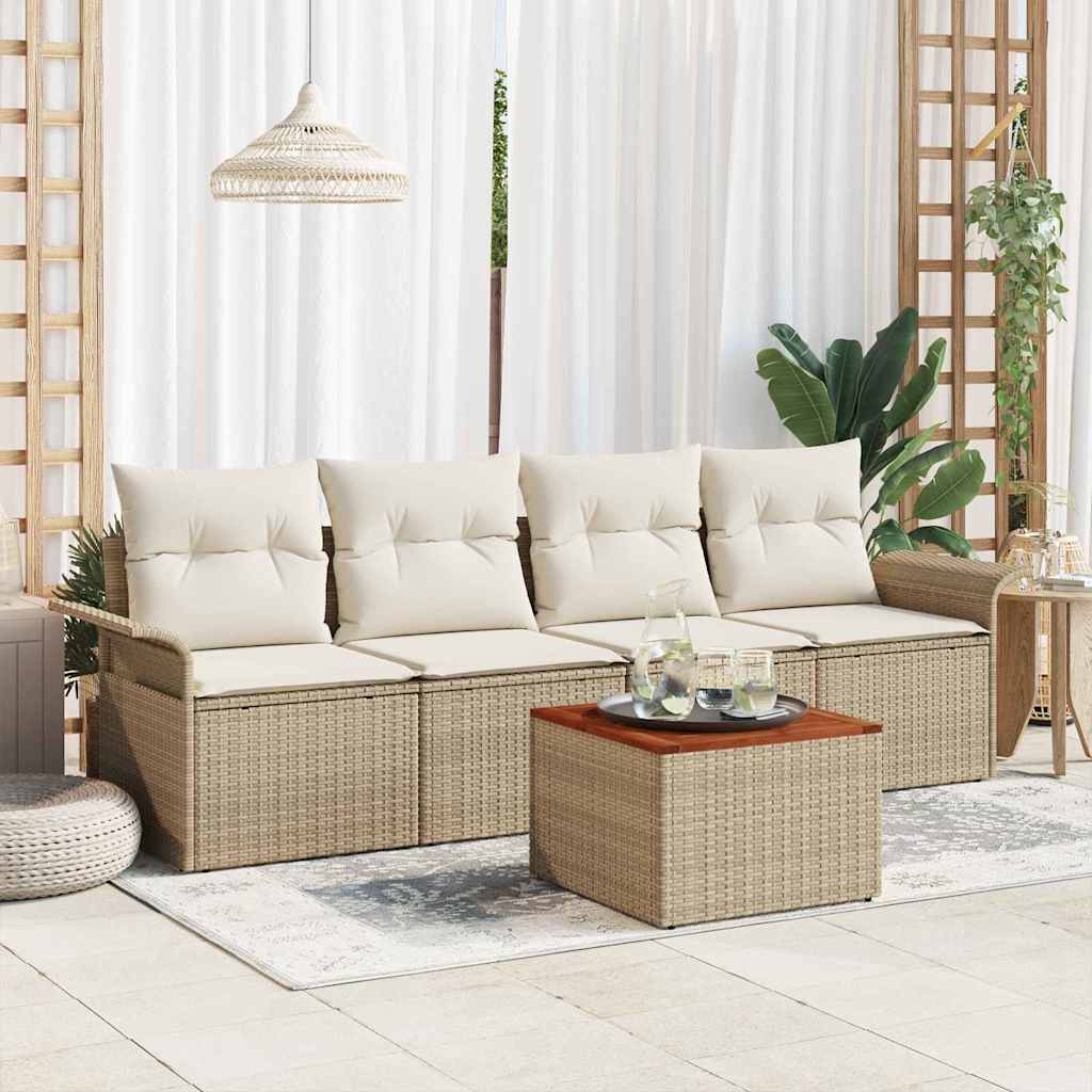 Tuinbankenset 5 st 4-Aantal zitplaatsen Beige en Crème