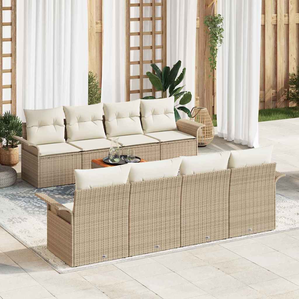 Tuinbankenset 9 st Beige en Crème poly rattan