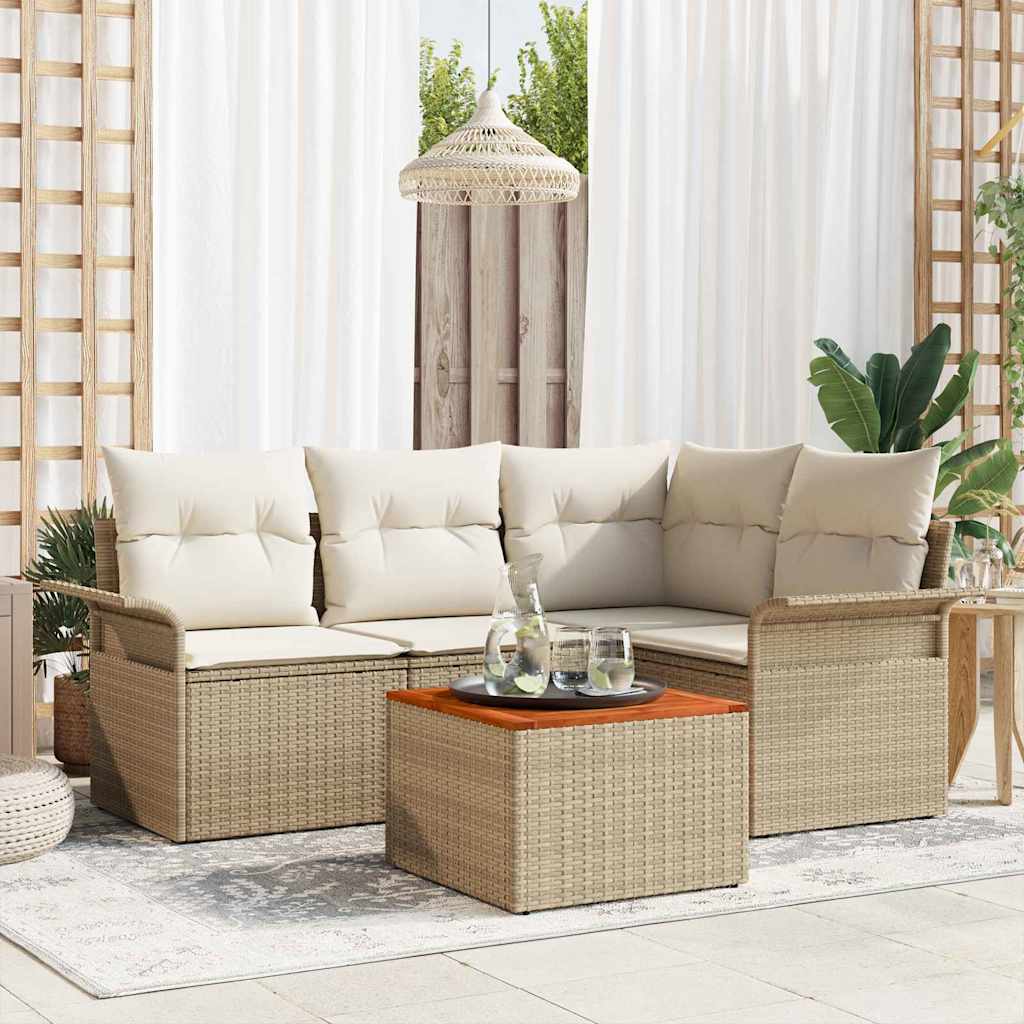 Tuinbankenset 5 st 4-Aantal zitplaatsen Beige en Crème