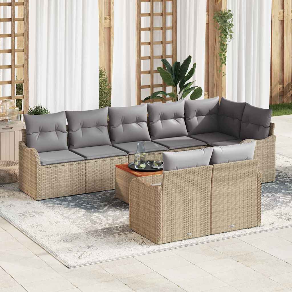 Tuinbankenset met opslag 9 pcs Beige en Licht Grijs poly rattan – afbeelding 1