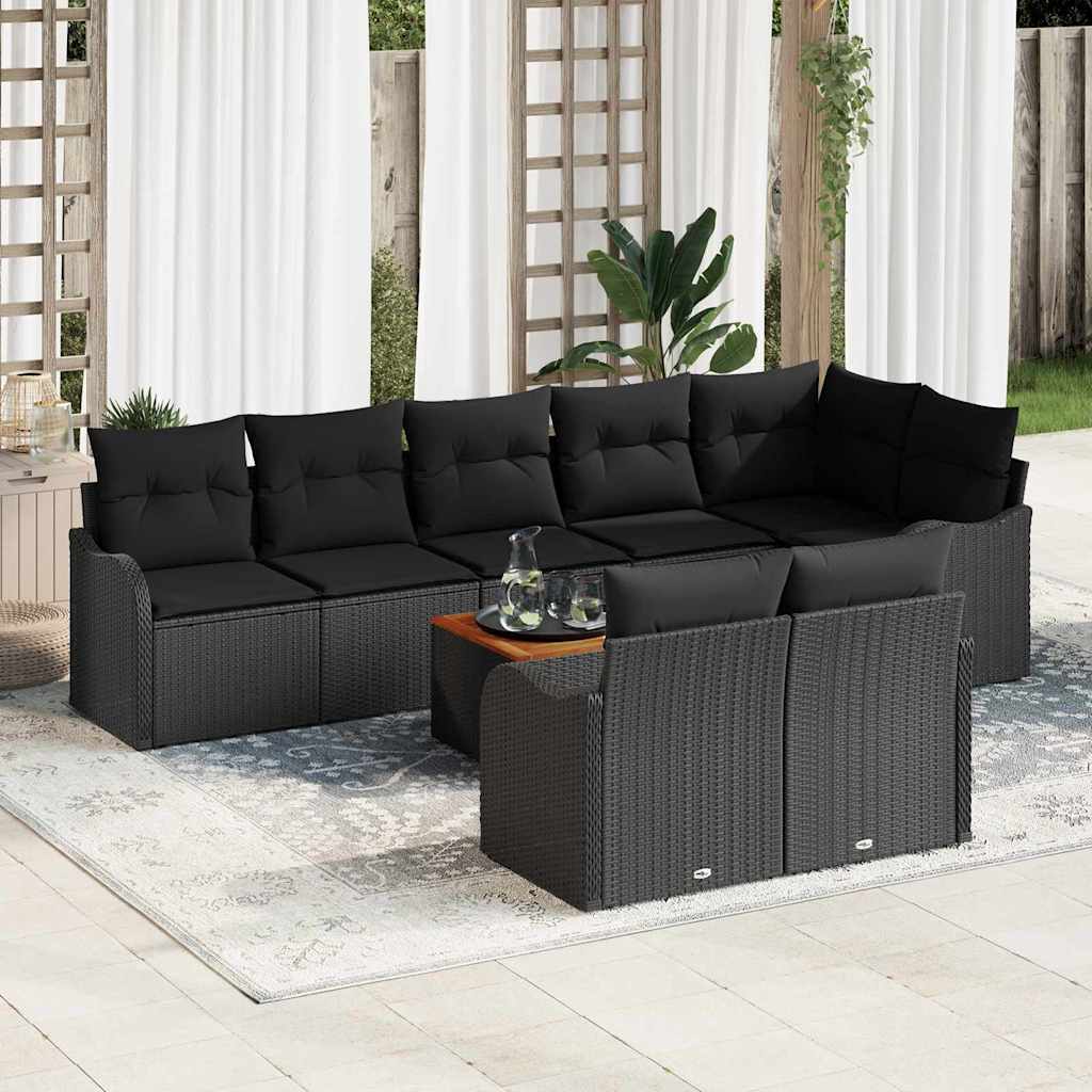 Tuinbankenset met opslag 9 pcs Zwart poly rattan – afbeelding 1