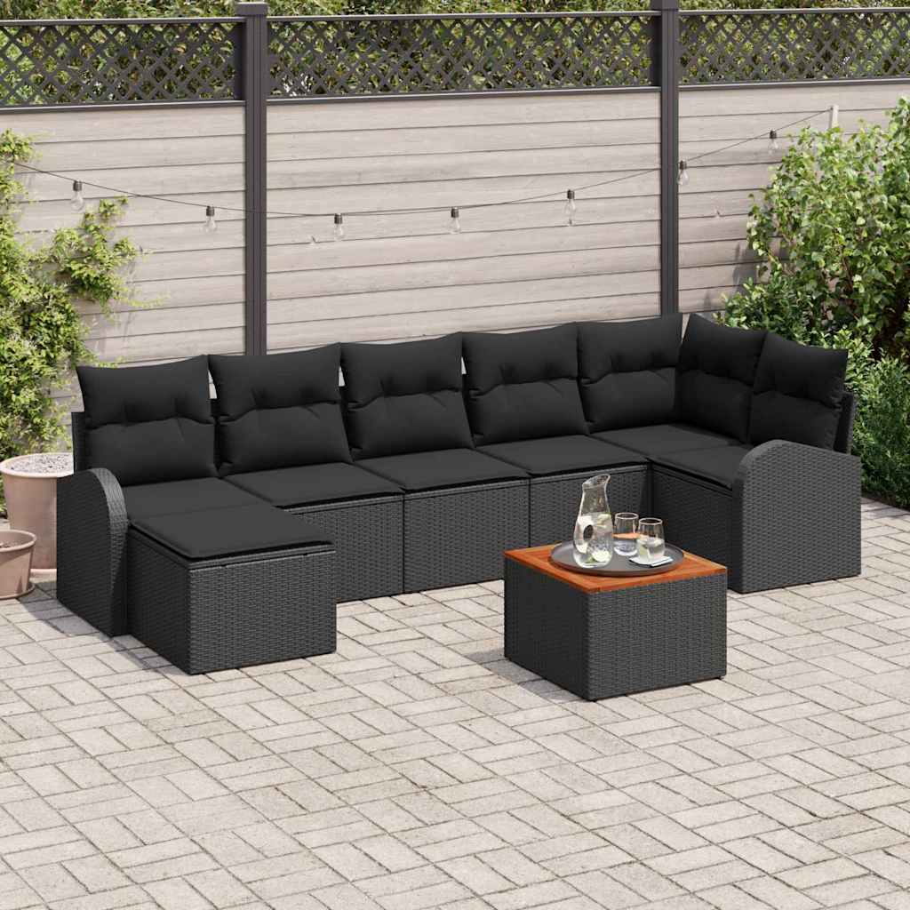 Tuinbankenset met opslag 8 pcs Zwart poly rattan – afbeelding 1