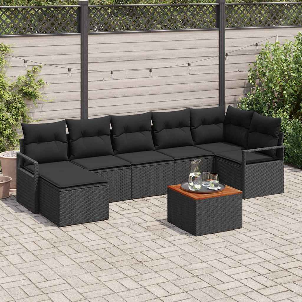 Tuinbankenset met opslag 8 pcs Zwart poly rattan
