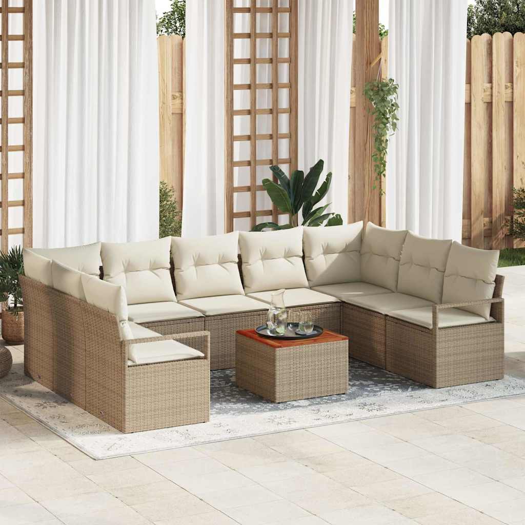 Tuinbankenset 10 st Beige en Crème poly rattan – afbeelding 1