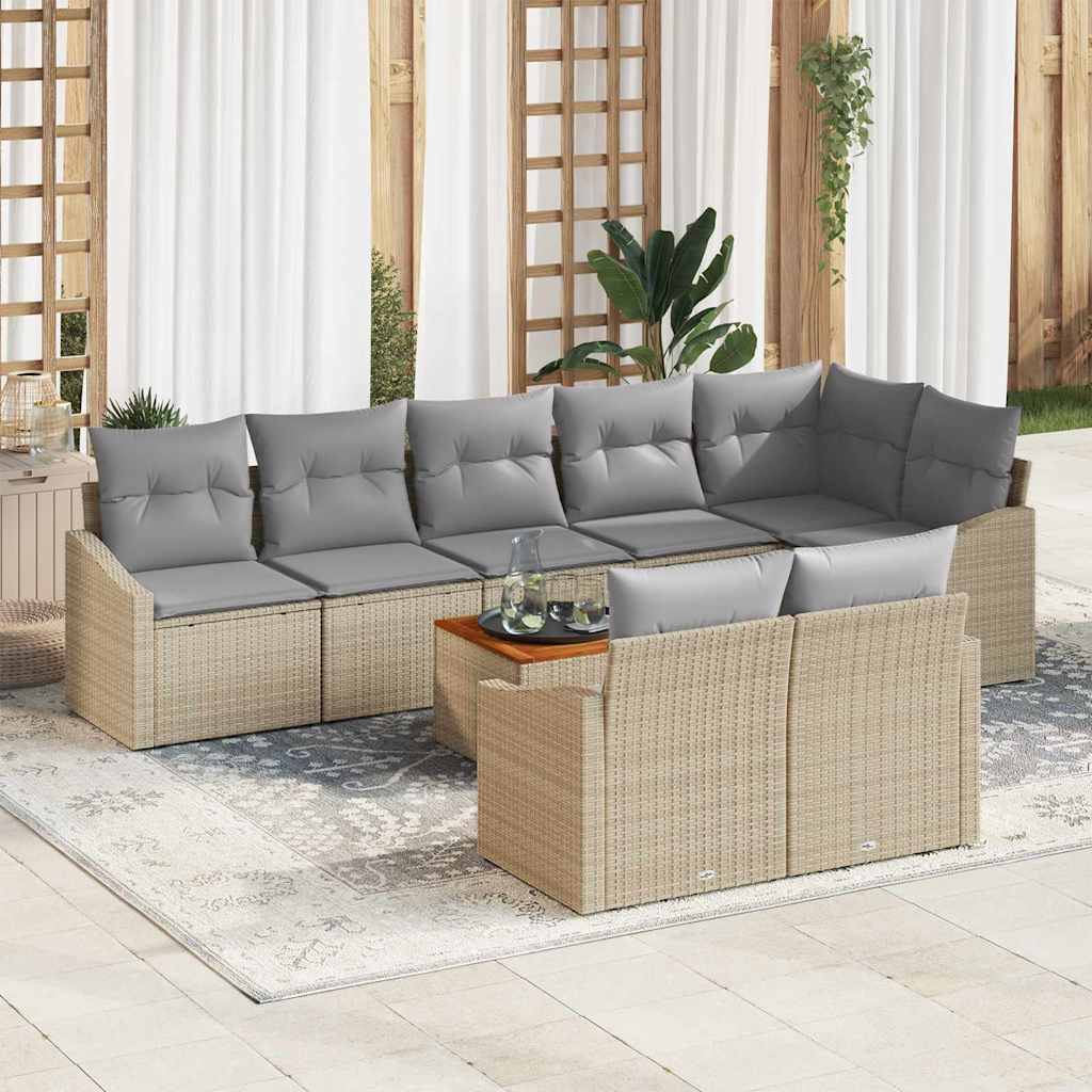 Tuinbankenset met opslag 9 pcs Beige en Licht Grijs poly rattan – afbeelding 1