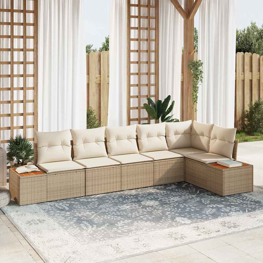 Tuinbankenset 6 st 6-Aantal zitplaatsen Beige en Crème