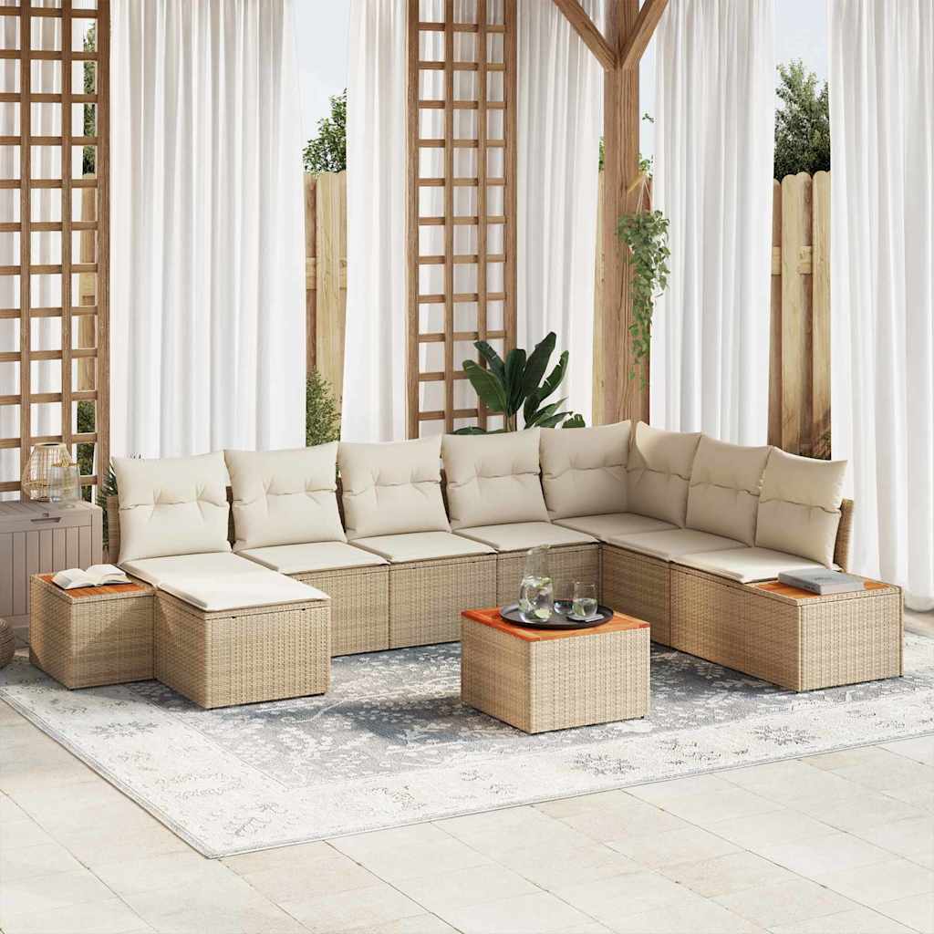 Tuinbankenset 9 st 8-Aantal zitplaatsen Beige en Crème