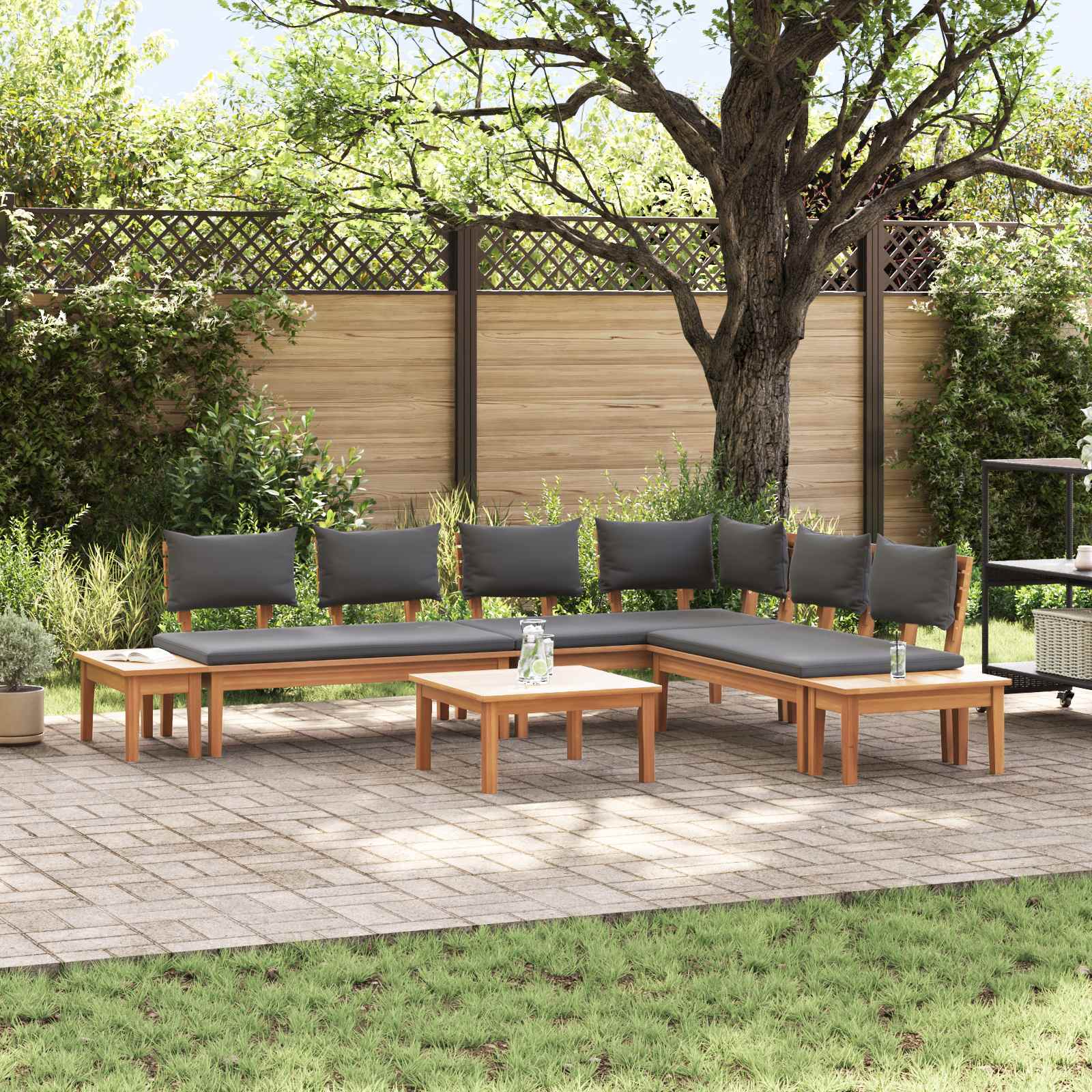 Tuinbankenset 3 pcs Bruin en Grijs – afbeelding 1