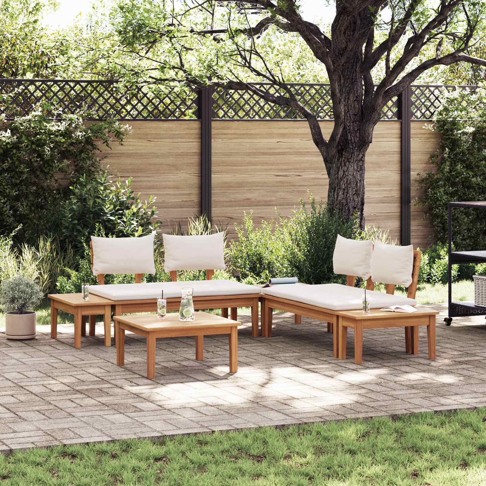 Tuinbankenset 3 pcs Bruin en Crème – afbeelding 1