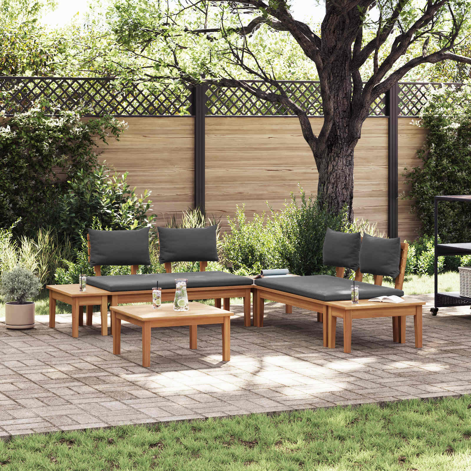 Tuinbankenset 3 pcs Bruin en Grijs – afbeelding 1