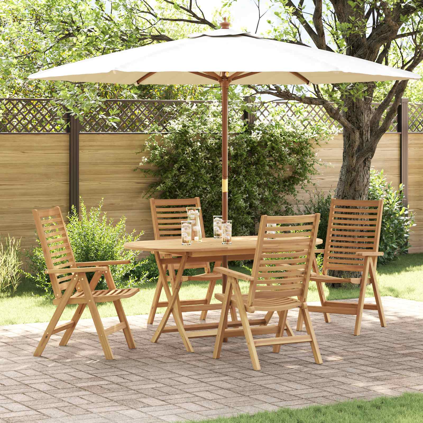 Tuin eettafelset 5 pcs Bruin Massief Teakhout