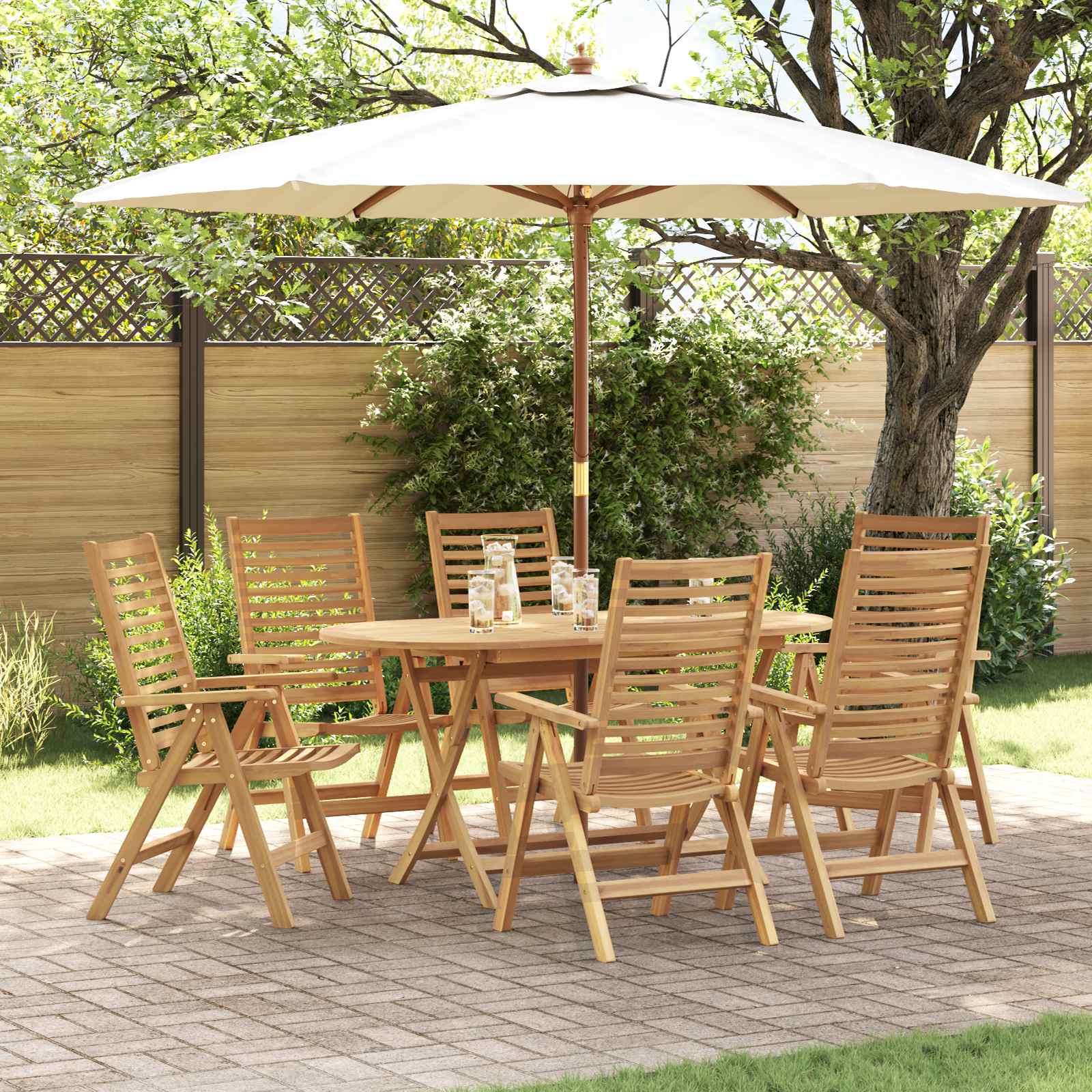 Tuin eettafelset 7 pcs Bruin Massief Teakhout – afbeelding 1