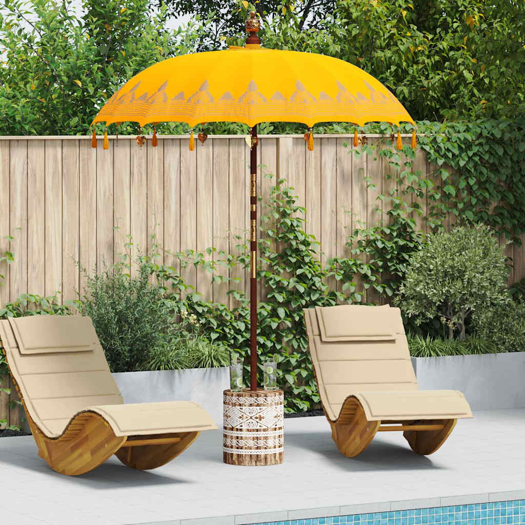Balinese parasol met basis Geel 185 x 185 x 260 cm