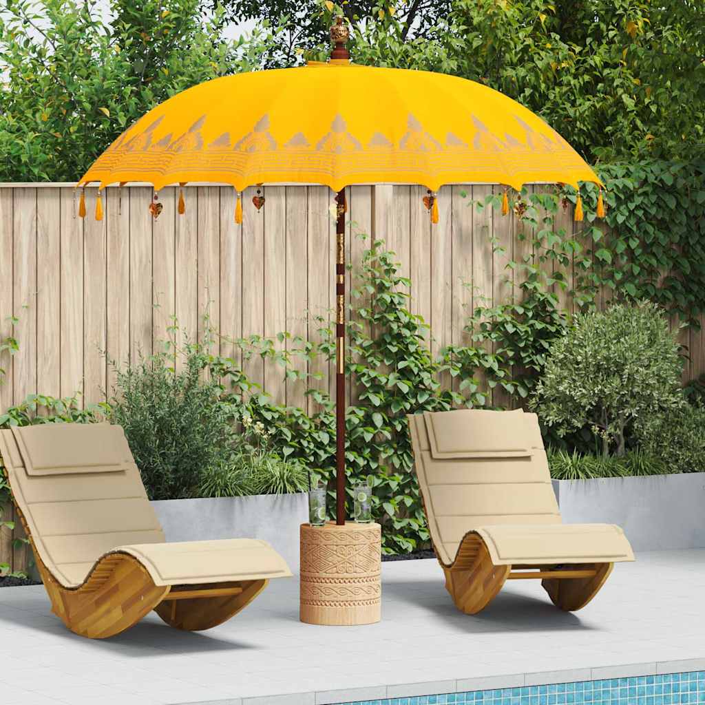 Balinese parasol met basis Geel 215 x 215 x 260 cm