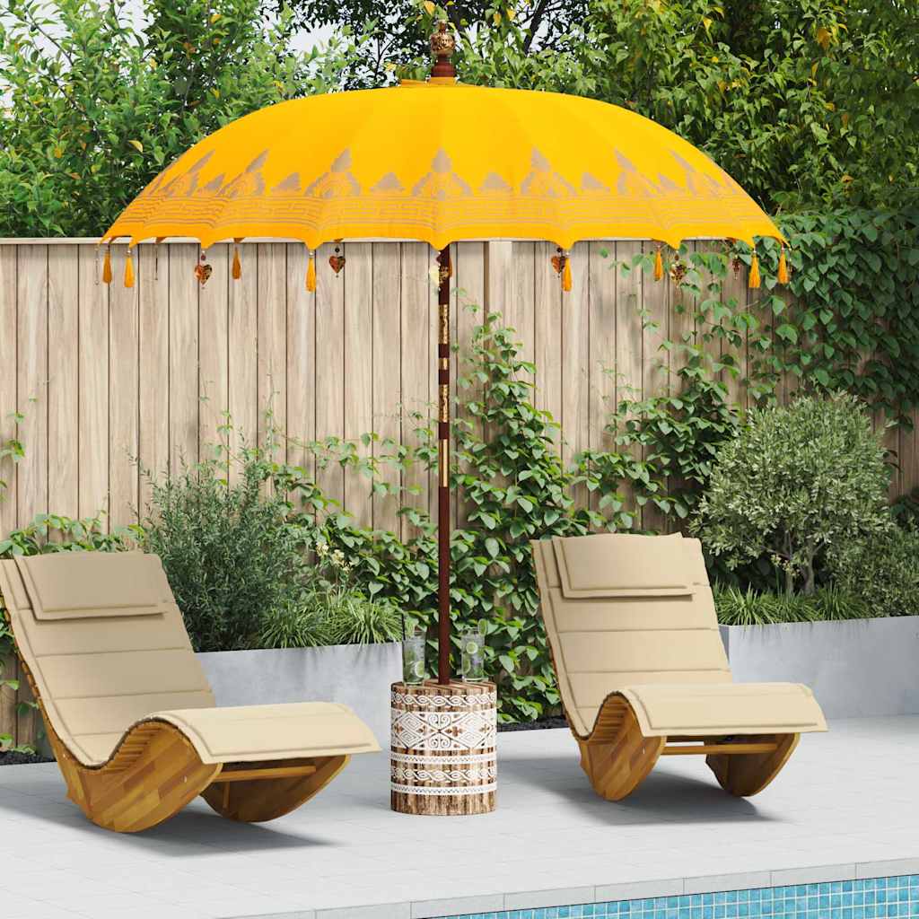 Balinese parasol met basis Geel 215 x 215 x 260 cm
