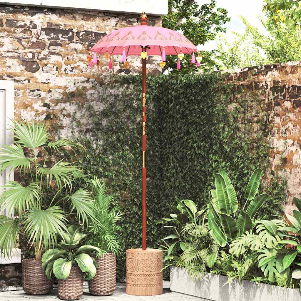 Balinese parasol met basis Roze 95 x 95 x 260 cm