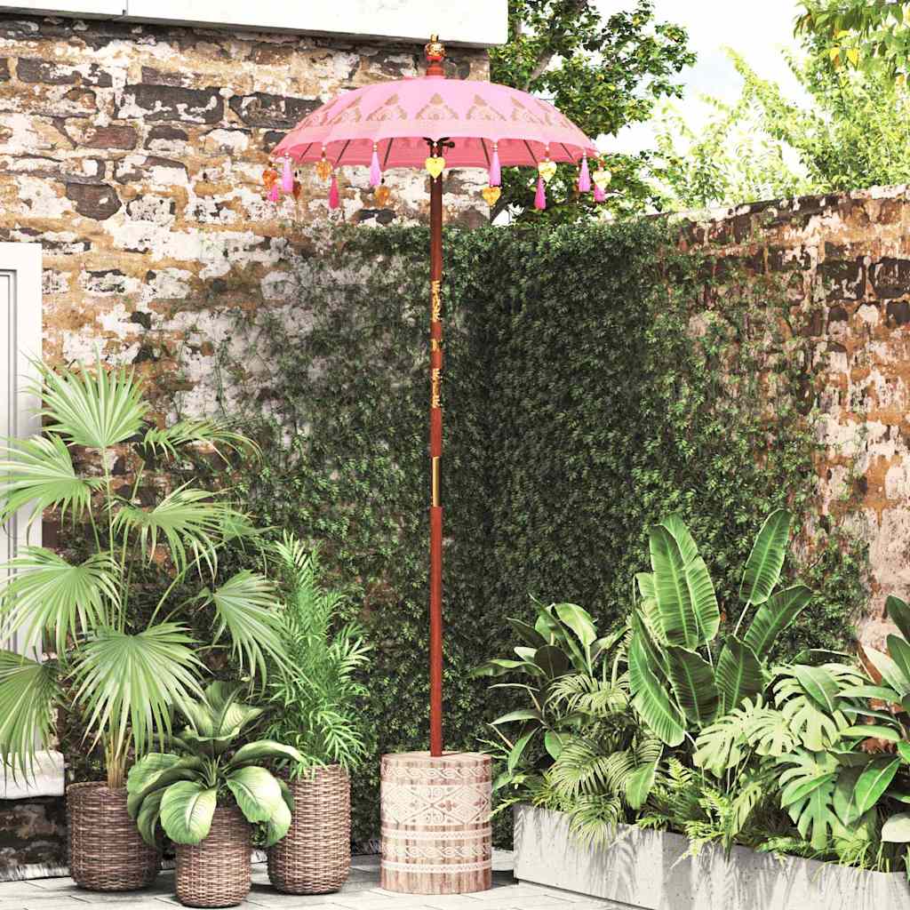 Balinese parasol met basis Roze 95 x 95 x 260 cm – afbeelding 1