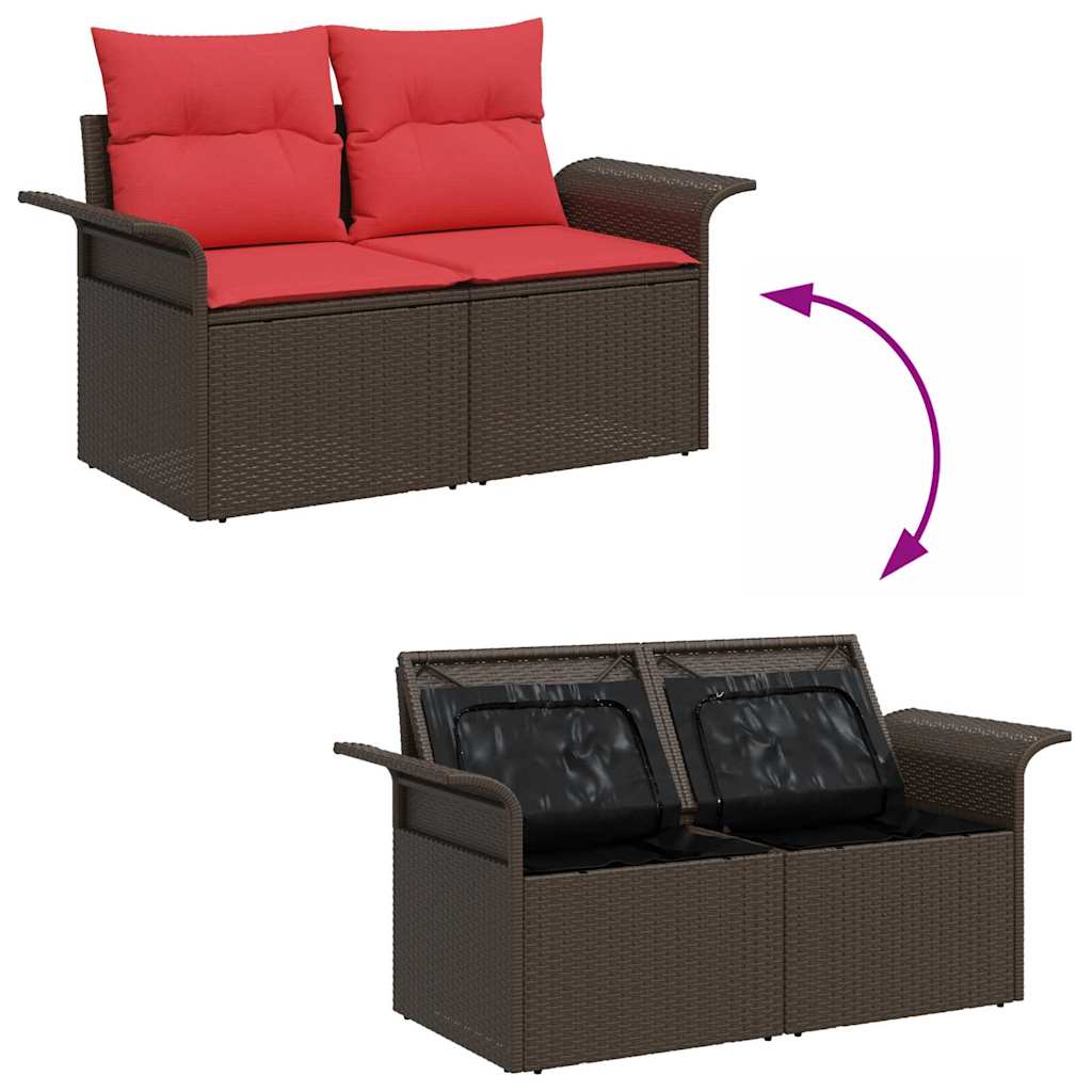 Tuin Sofa Set met kussen met opslag 5 pcs Bruin Poly riet – afbeelding 10