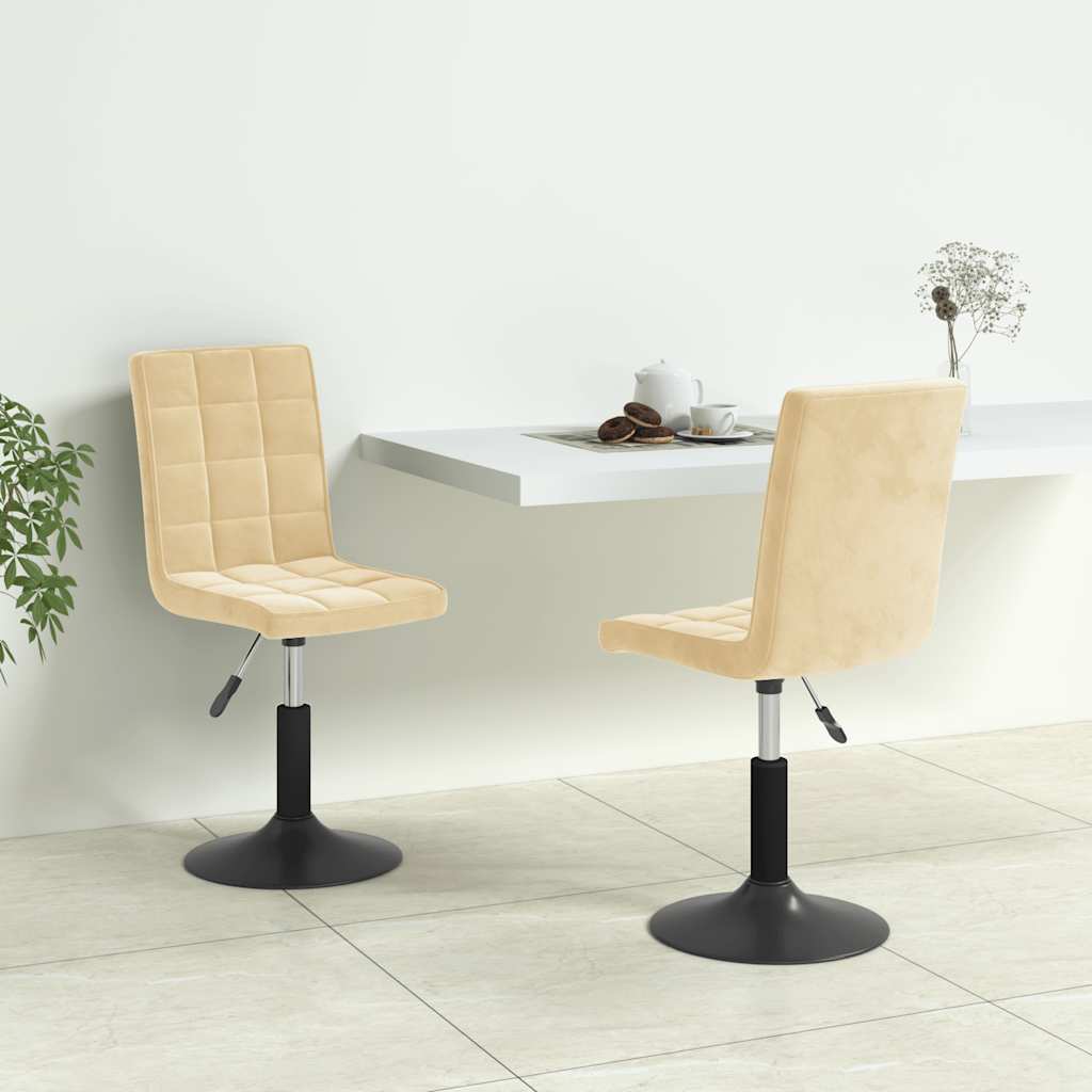 Eetkamerstoelen draaibaar 2 st fluweel crèmekleurig
