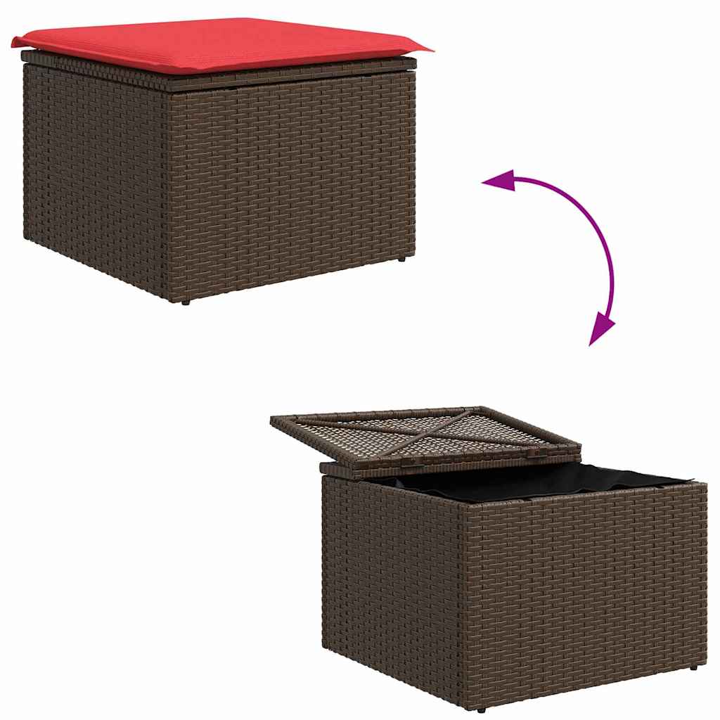 Tuin Sofa Set met kussen met opslag 6 pcs Bruin Poly riet – afbeelding 12