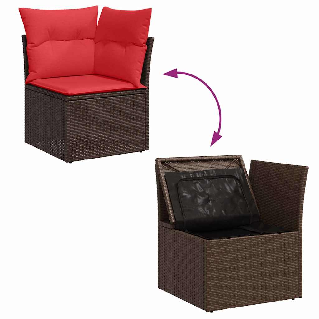 Tuin Sofa Set met opslag 6 pcs Bruin Poly riet – afbeelding 12