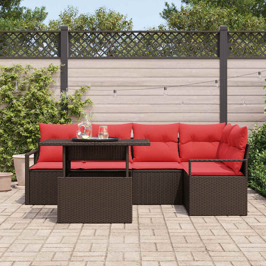 Tuin Sofa Set met opslag 6 pcs Bruin Poly riet – afbeelding 3