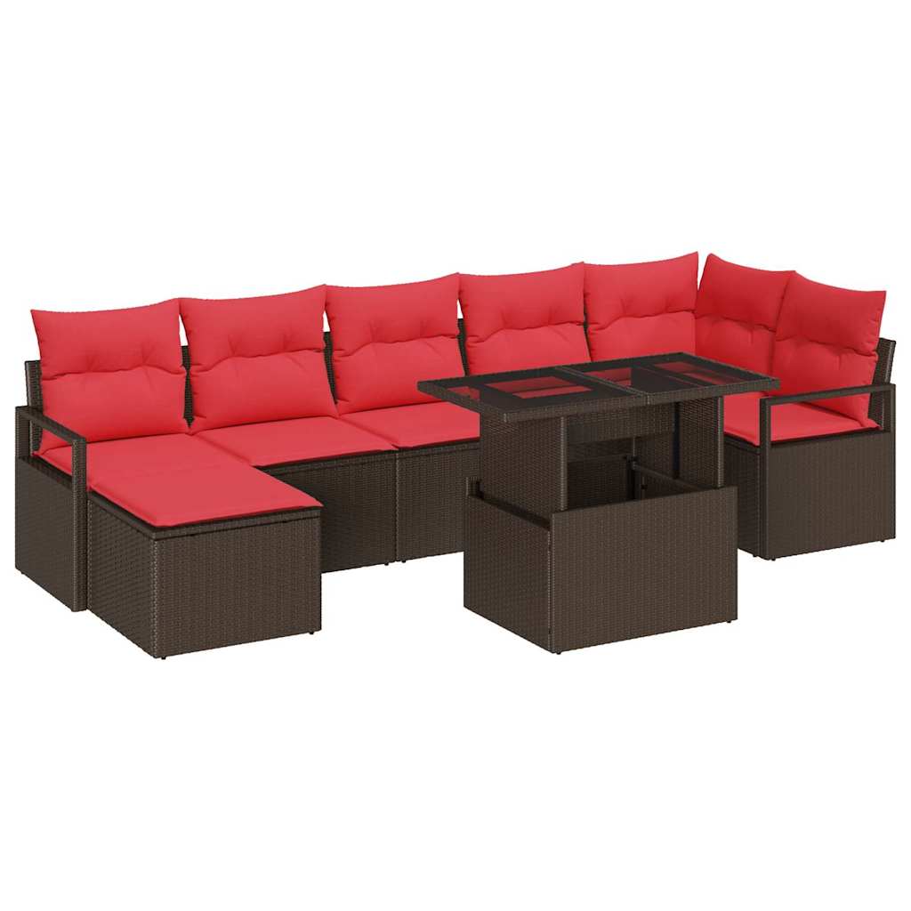 Tuin Sofa Set met opslag 8 pcs Bruin Poly riet – afbeelding 2