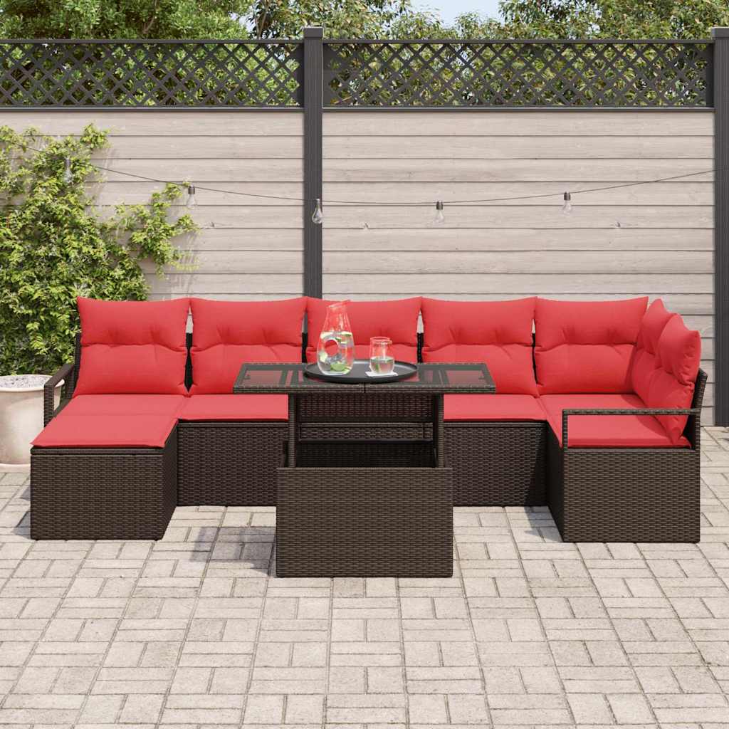 Tuin Sofa Set met opslag 8 pcs Bruin Poly riet – afbeelding 3