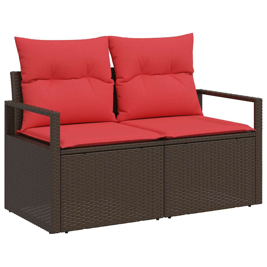 Tuin Sofa Set met kussen met opslag 9 pcs Bruin Poly riet – afbeelding 4