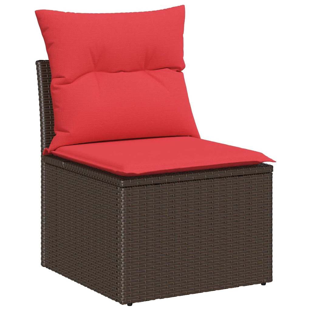 Tuin Sofa Set met kussen met opslag 9 pcs Bruin Poly riet – afbeelding 7