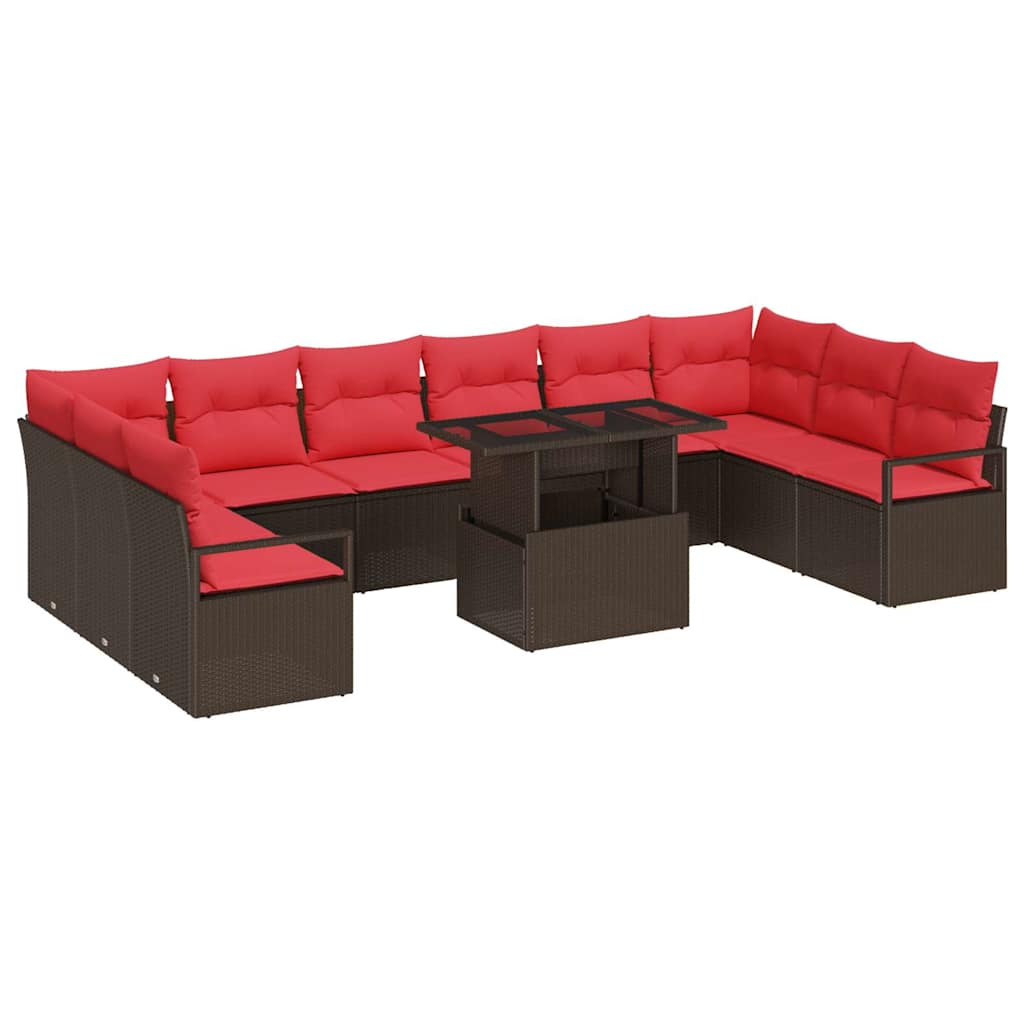 Tuin Sofa Set met kussen met opslag 11 pcs Bruin poly rattan – afbeelding 2