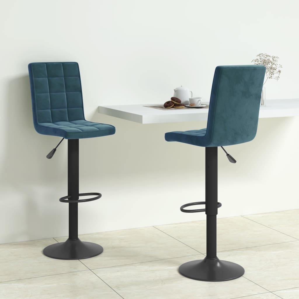 Barkrukken 2 st fluweel blauw