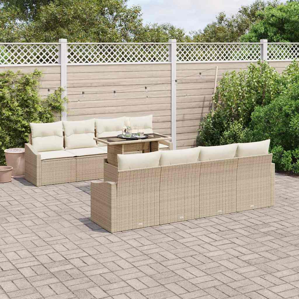 Tuin Sofa Set 9 st Beige poly rattan