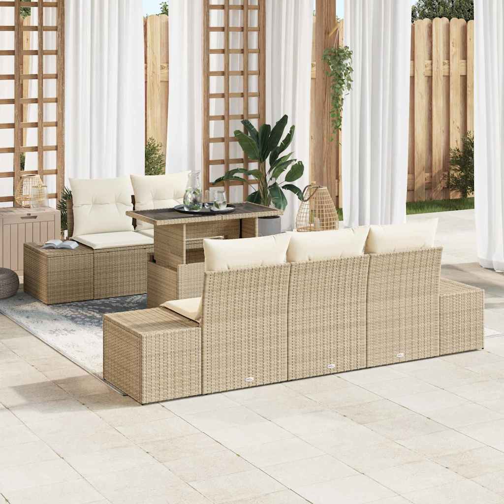 Tuin Sofa Set 6 st Beige en Crème