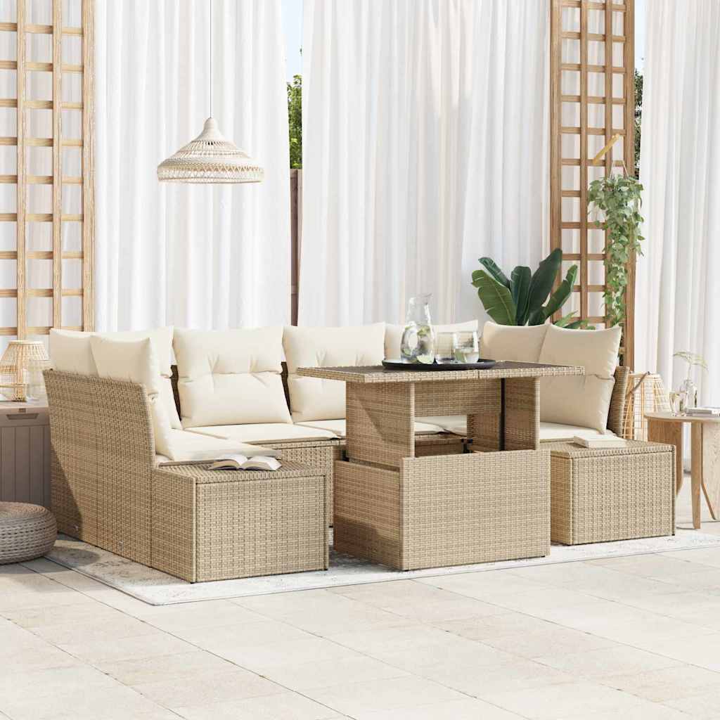 Tuin Sofa Set 7 st Beige en Crème