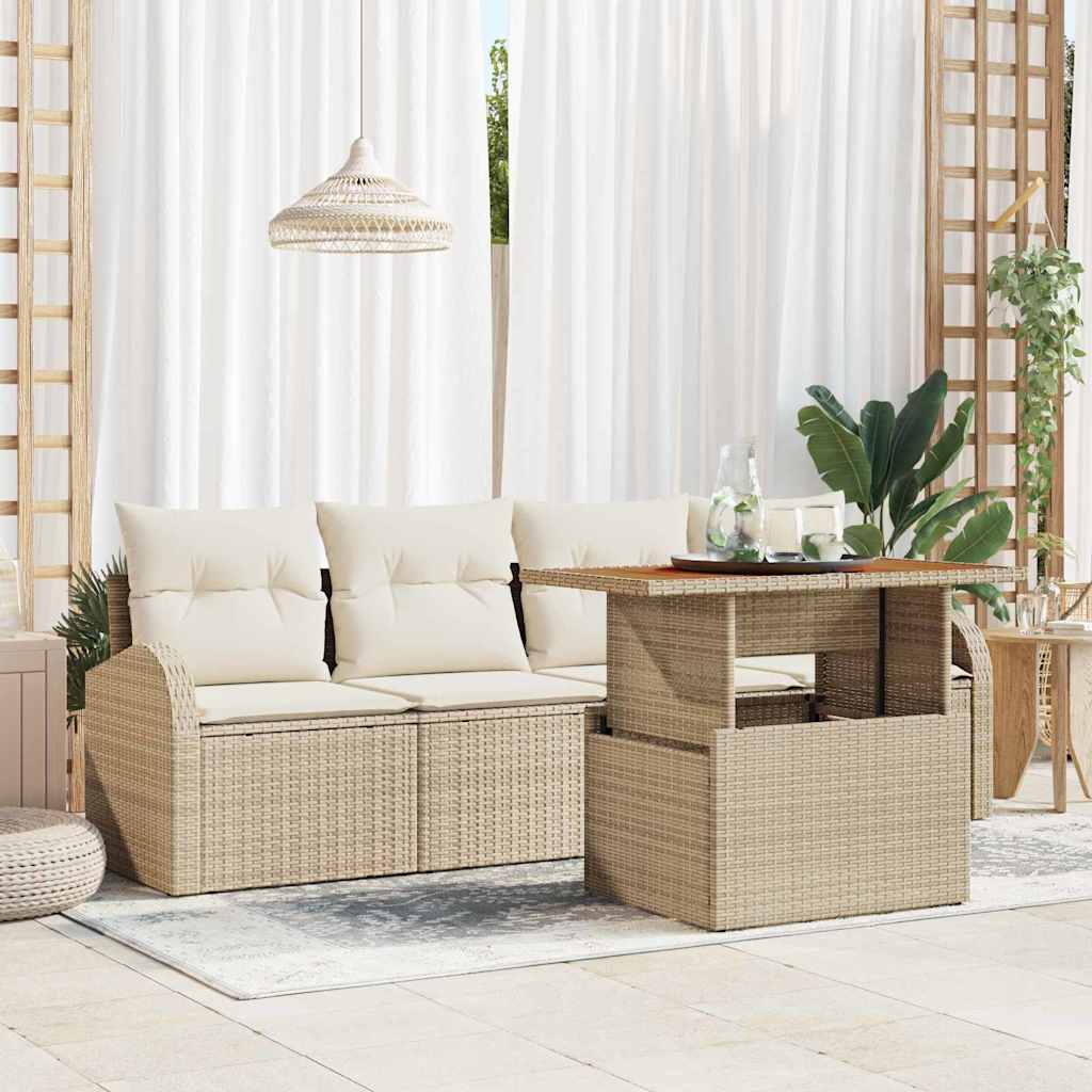 Tuin Sofa Set 5 st Beige Poly riet