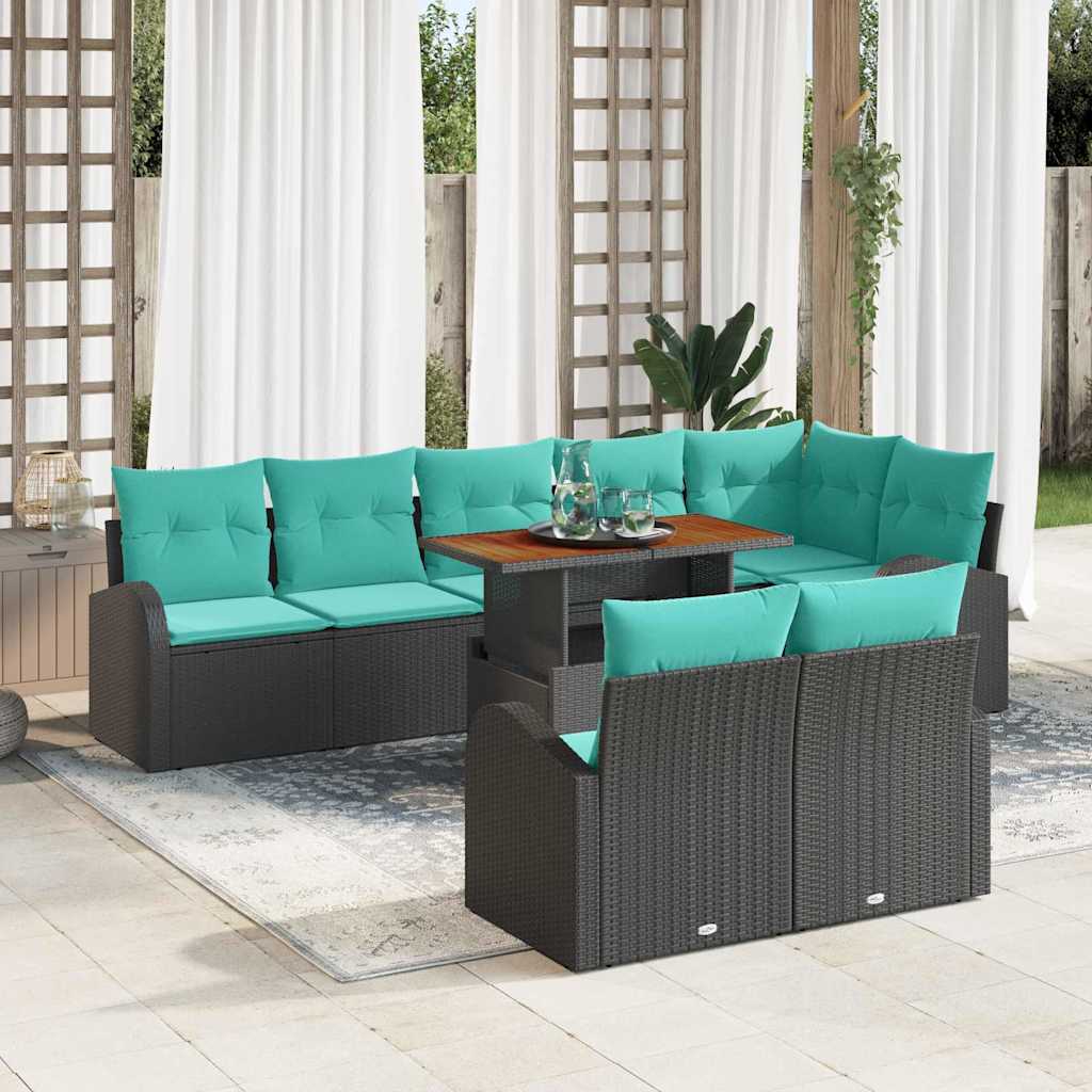 Tuin Sofa Set met opslag 9 pcs Zwart Poly riet – afbeelding 1