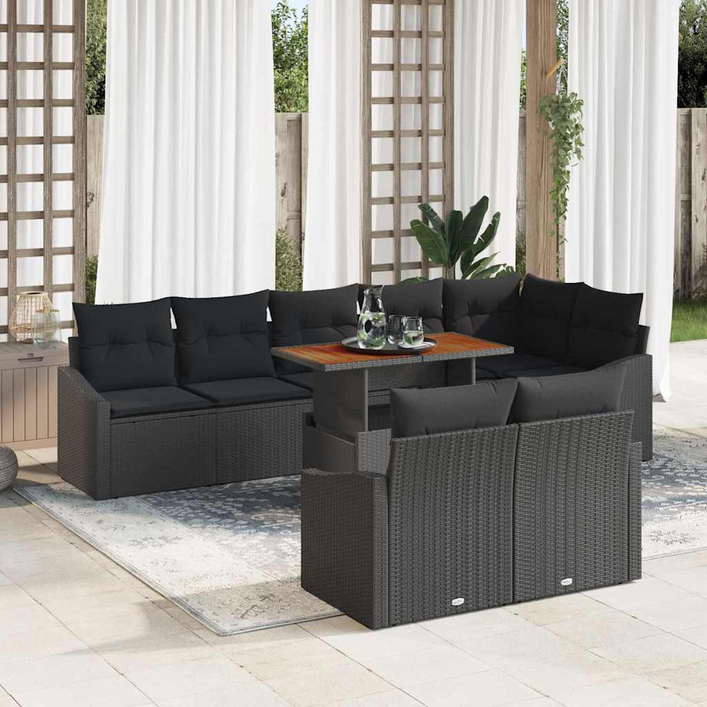 Tuin Sofa Set met opslag 9 pcs Zwart Poly riet