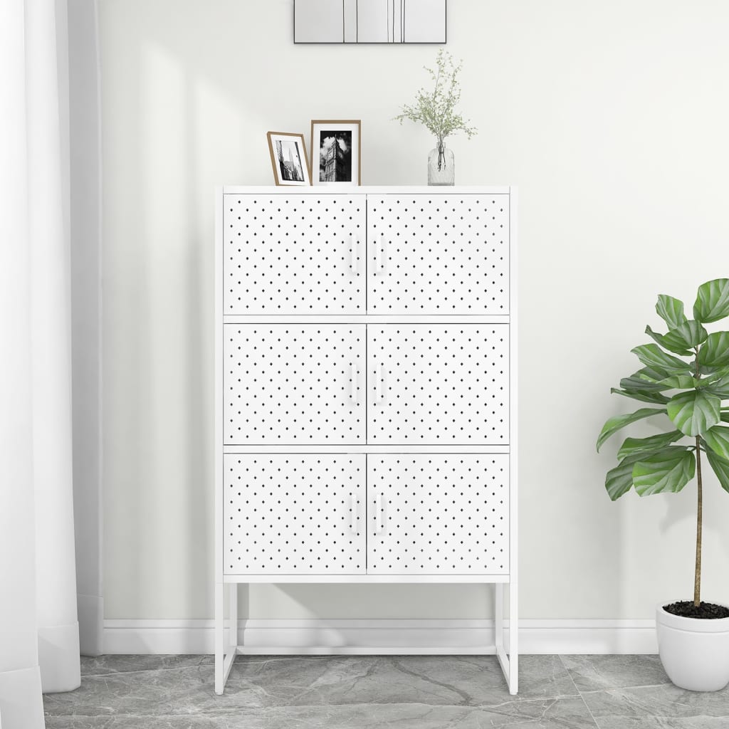 Hoge kast 80x35x135 cm staal wit