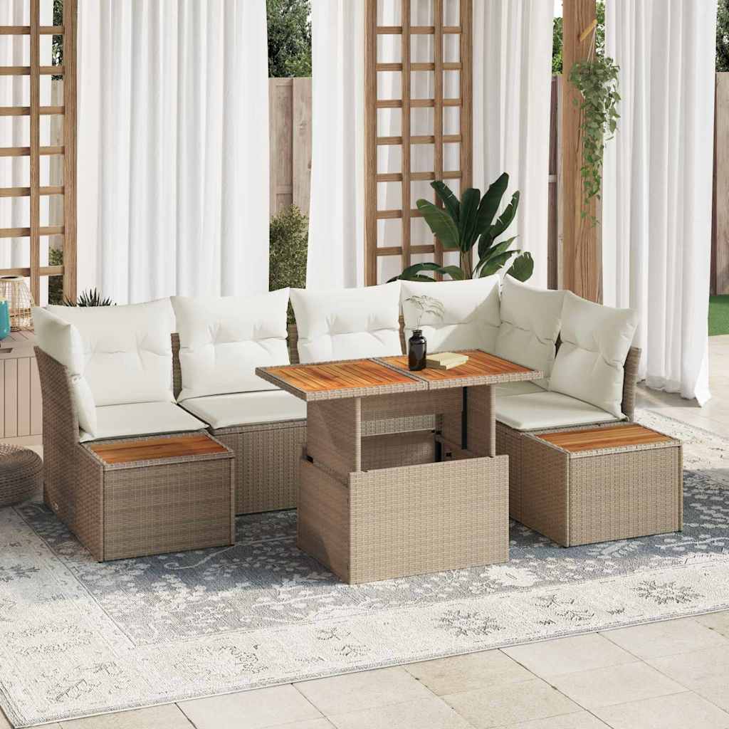 Tuin Sofa Set 10 st Beige Poly riet