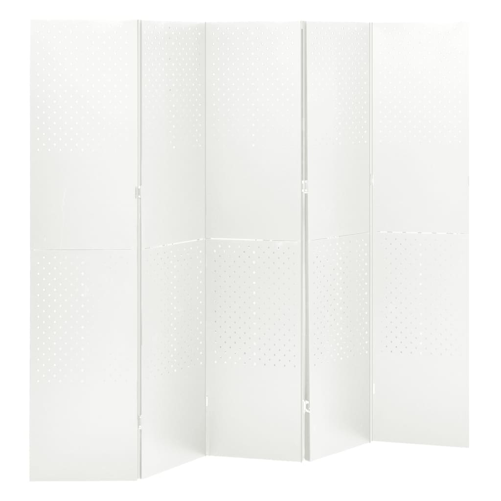 Kamerscherm met 5 panelen 200x180 cm staal wit – afbeelding 1