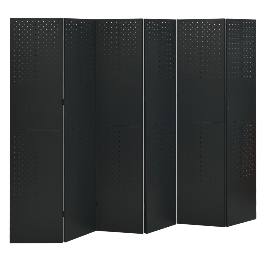Kamerscherm met 6 panelen 240x180 cm staal zwart – afbeelding 1