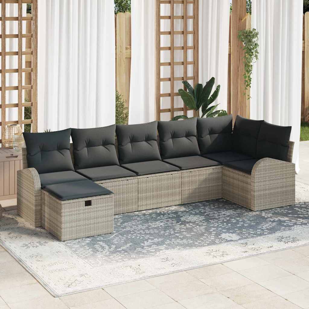 Bankstel met kussen met opslag Lichtgrijs poly rattan