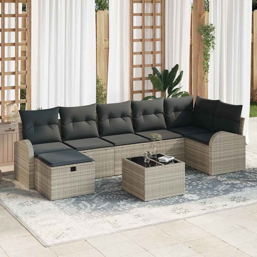 Bankstel met kussen met opslag Lichtgrijs poly rattan